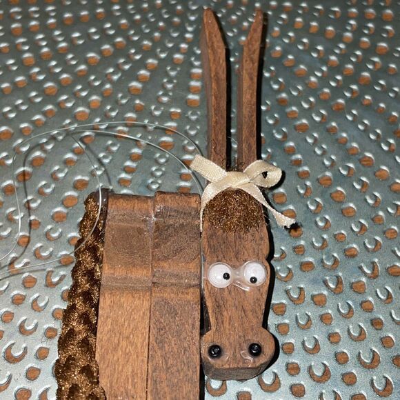 Vintage Handmade Clothespin Reindeer Christmas Ornament - Picture 2 of 7